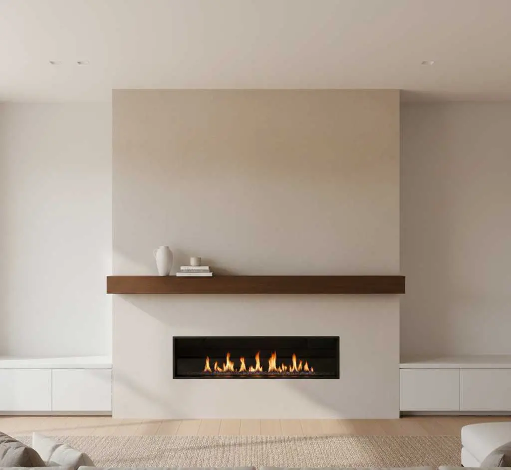 Modern Design Contemporary minimalist fireplace makeover with linear gas insert and concrete surround