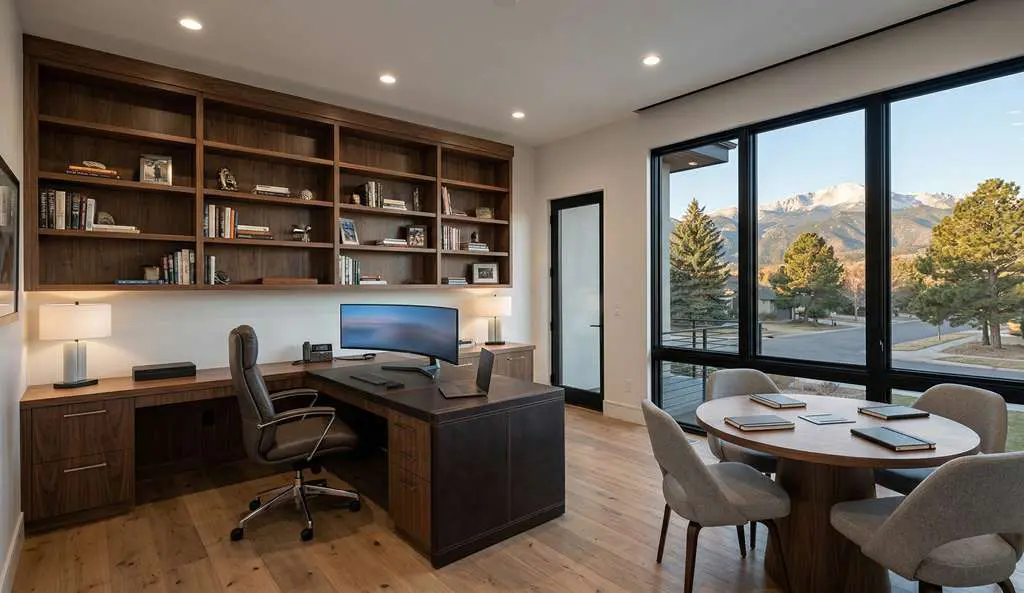 Executive home office in Colorado Springs custom home with separate entrance