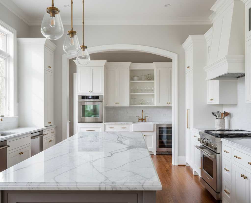 Gourmet kitchen with butler's pantry featuring premium appliances, custom cabinetry, and luxury finishes in Colorado Springs custom home